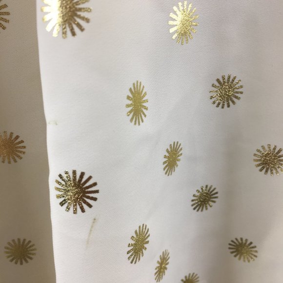 NWT LC LAUREN CONRAD Beige Gold Print Tie Back Collar Short Sleeve Shirt - Picture 11 of 11